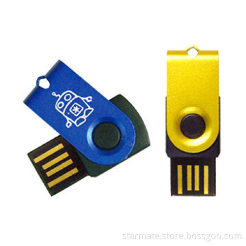 Mini Swivel USB Flash Drives with Silkscreen, Laser Engraving Imprint Options